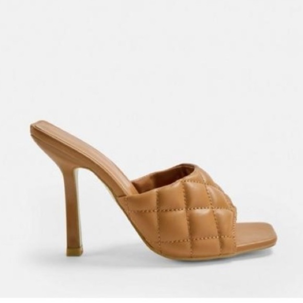 Tan Quilted Mules